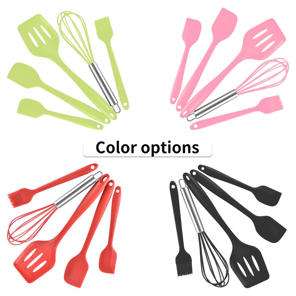 5PCS Kitchen Cooking Utensil Set Silicone Cooking Utensil Set Non-stick Kitchen Utensils Cookware Set Heat Kitchen Gadgets Utensils Set Practical Kit