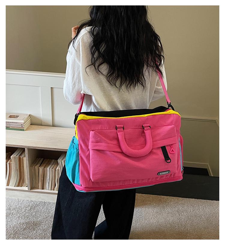 Fashionable Large-Capacity Lightweight Travel Bag for Women and Men - Handheld, Shoulder, Crossbody, Sports, Fitness, Patchwork Storage Luggage Bag