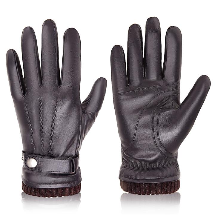 Gants en Cuir Véritable Peau de Mouton Hommes Femmes Hiver Chaud Doublure Cachemire Écran Tactile Gants de Sport pour Course à Pied Vélo Ski Conduite