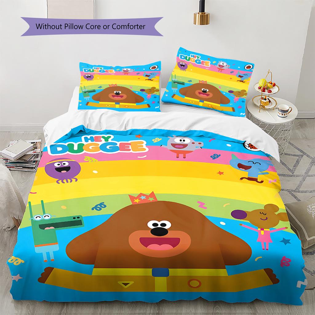 Biancheria da letto con motivo Hey Duggee, Set piumone Copripiumino Federa Regalo di compleanno per la casa (1 * copripiumino + 2 * federa, senza nucleo)