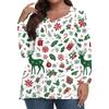 Women's Fashionable Casual Long Sleeved Plus Size  Print Top Plus Size Floral Print Top