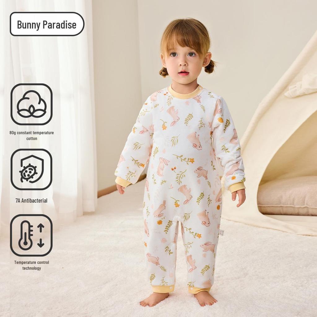 Camellia Constant Temperature Baby Sleeping Bag - Autumn & Winter Quilted Anti-Kick Blanket with Legs for Children