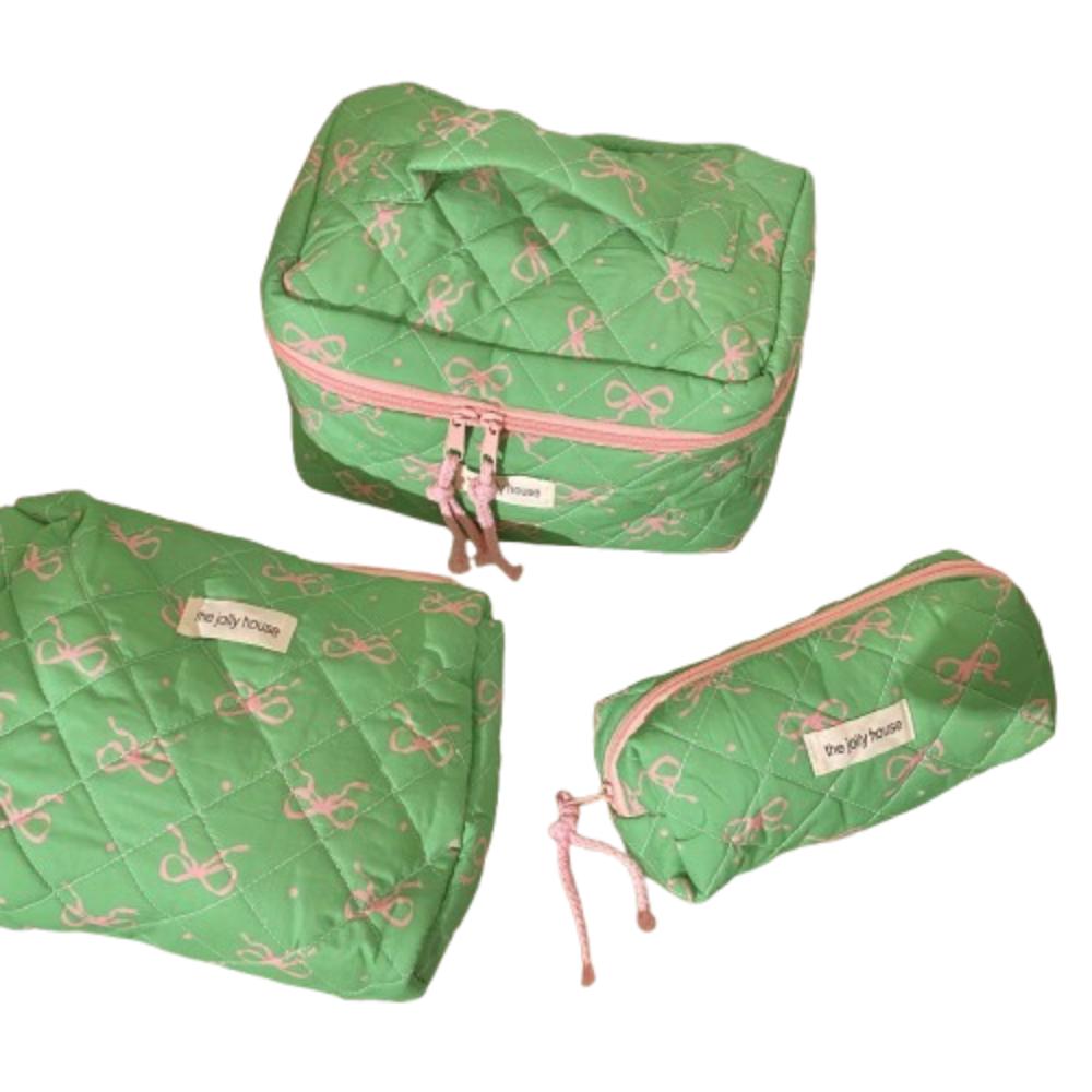 Bowknot Quilted Makeup Bag Multi-function Stationery Storage Bag Makeup Accessory