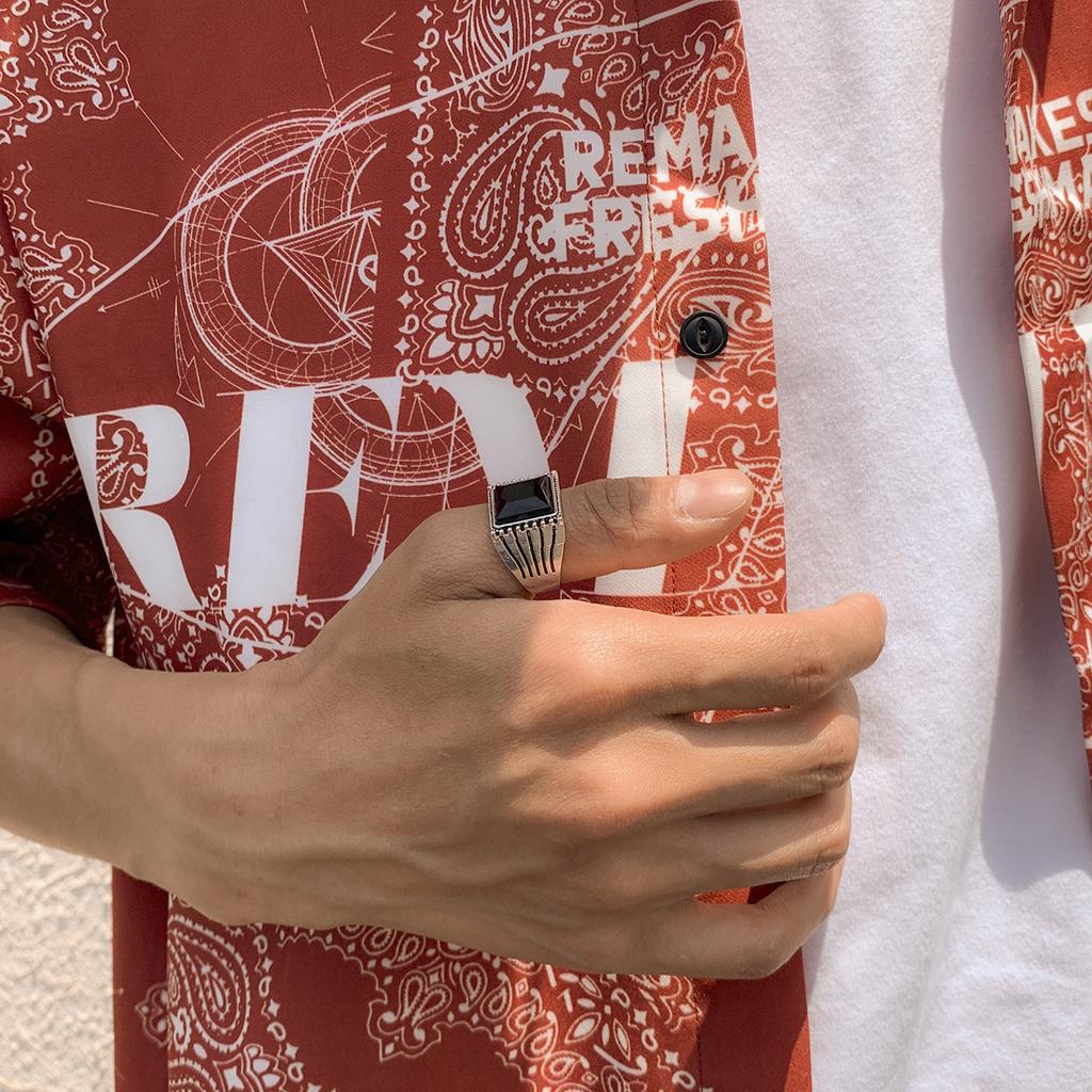 Trendy New Ring Korean Version Ins Style Men's Ring Design Sense Metal Ring Street Hip-Hop Style Ring