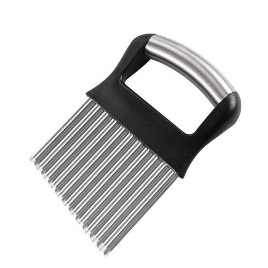 Sharp Blade Vertical Force Potato Cutter Easy to Clean Cut Wavy Potato Chips Stainless Steel Ergonomic Handle Crinkle Slicer for Burger Shop