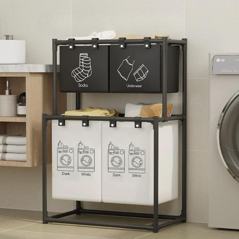 Foldable Dirty Clothe Basket Carbon Steel Anticorrosive Antirust Balcony Storage Rack Moisture-proof Clothing Storage Basket