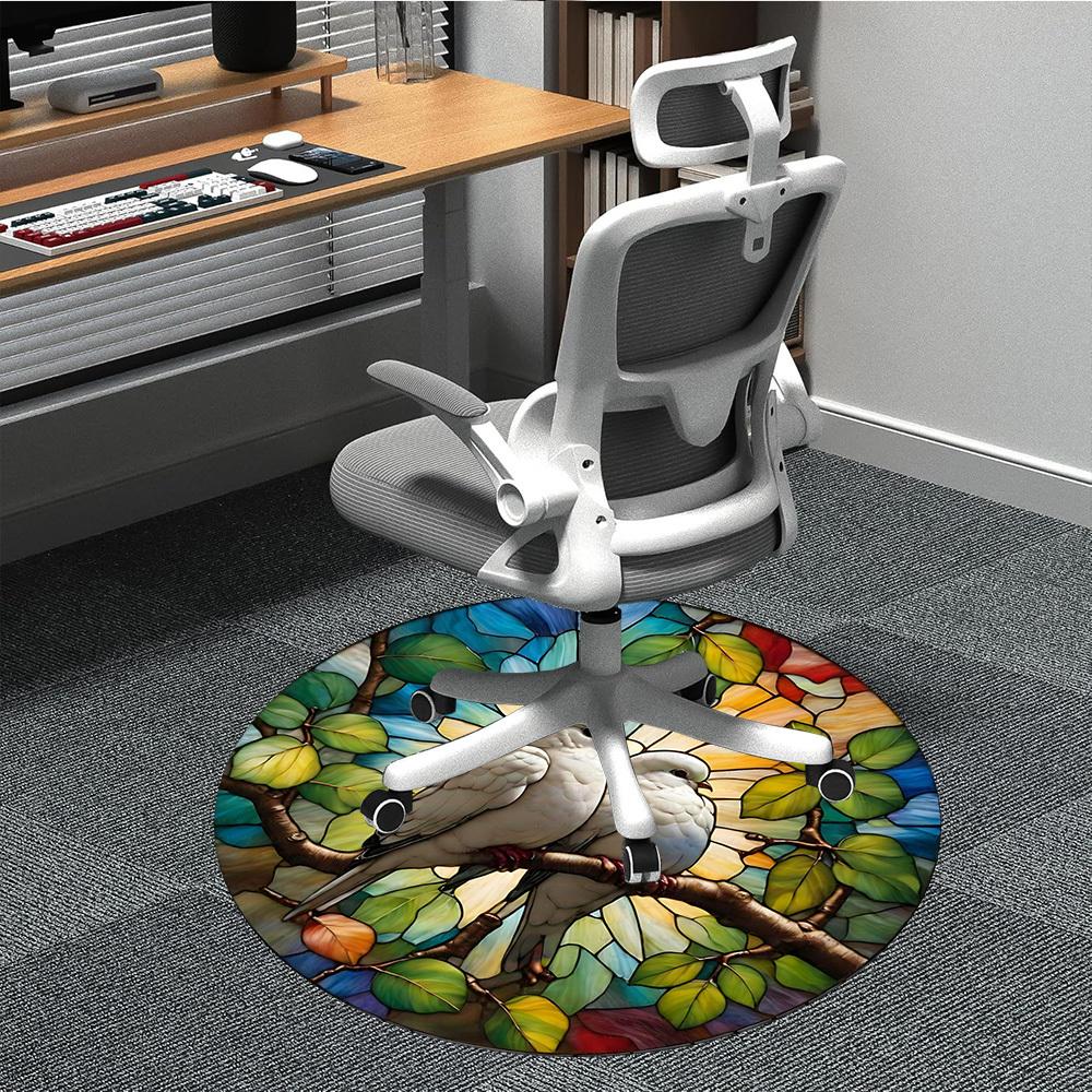 

1pc Dove Couple Artwork Chair Carpet for Office Non-Slip, Machine Washable Rug for Office, Room - Holiday Decor, Machine Made yy251016160 80cm by 80cm