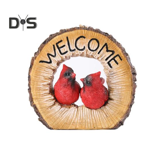 

Пара красных птиц, статуэтка из смолы, птица, садовое подвесное украшение, наружная статуя птицы с подвесной веревкой для крыльца, домашнего внутреннего и наружного декора красный