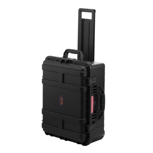 VEVOR 2.5 Cu.ft Weatherproof Hard Case, Waterproof Hard Case with Rolling Wheels and Retractable Pull Handle