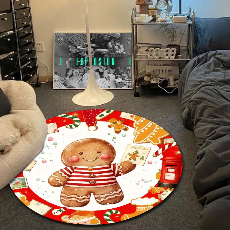 Eclectic Round Sunflower Multicolor Carpet, Non-Slip Floor Mat for Kids Room