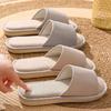 Japanese linen slippers spring and autumn men's stripes breathable indoor silent home non-slip four seasons cotton and linen slippers men's summer