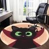 1PC Black Cat Office Round Area Rug,  Mat Suitable ForOffice, Under Office Chairs Bedroom Living Room Home Decor, Room Deco