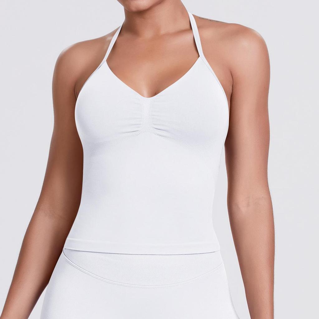 Seamless Solid Color Sexy Back Tank Top for Women - Yoga, Running, Fitness