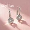 925 Sterling Silver Simple and Generous Fashion Micro-inlaid Zircon Round Earrings Birthday Party Anniversary Gift