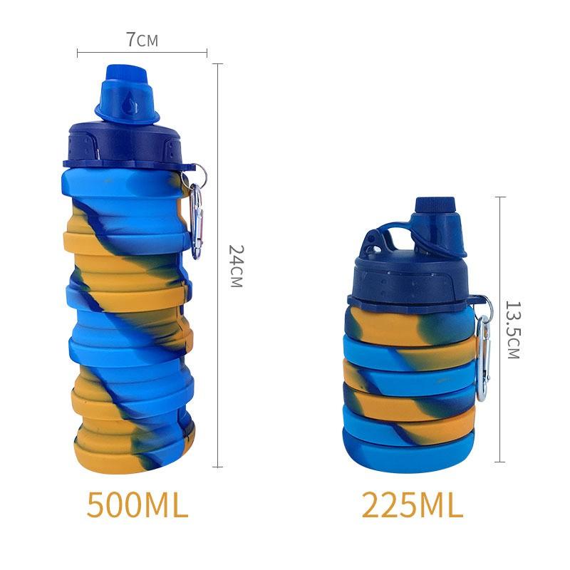 Portable Collapsible Silicone Travel Water Bottle 500ml Hiking Camping Gym Outdoor Sports