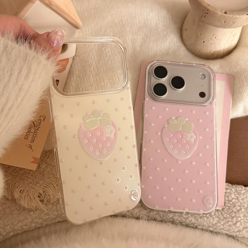 Wind Point Strawberry Is Suitable for Apple17promax Phone Case iphone17Glitter15Good-looking16/13