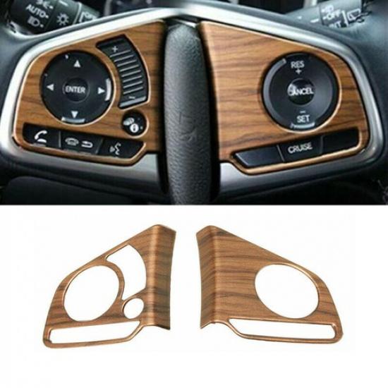 For Honda CR-V CRV 2017-2022 Peach Wood Grain 2X Steering Wheel Decor Cover Trim