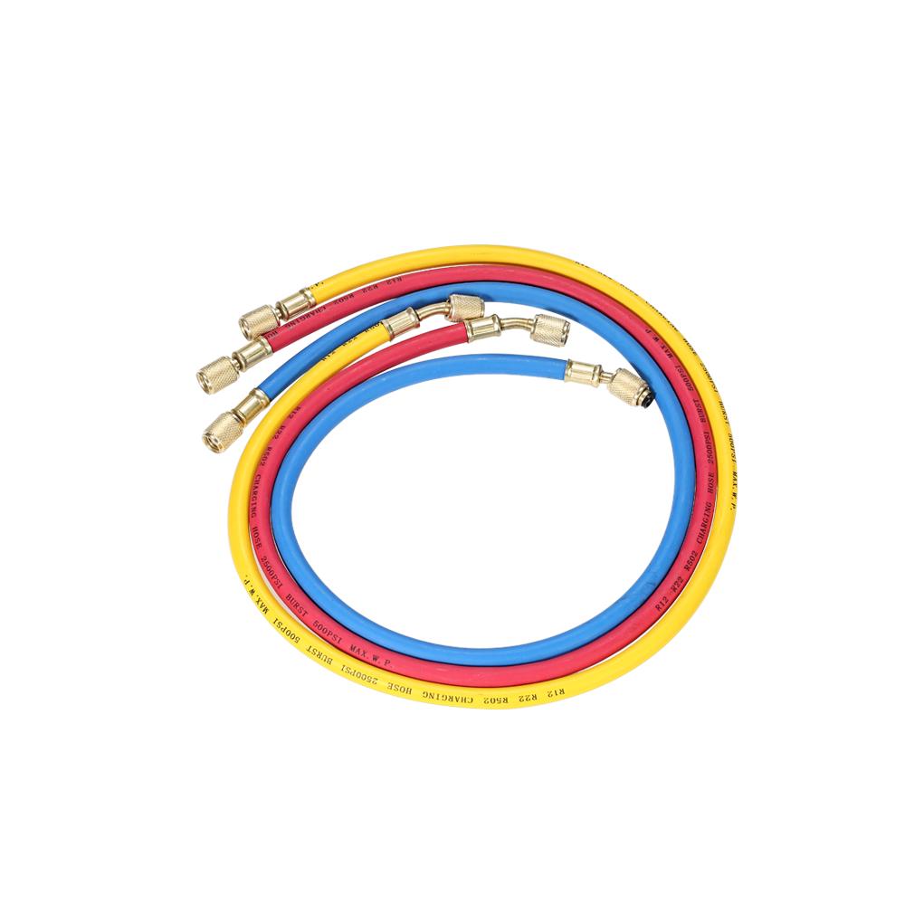 3pcs 1/4" SAE R12 R22 R502 Manifold Gauge Sets Three-color Charging Hoses