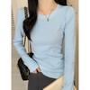 Front Shoulder Slim-fit Basic Sweater Women's Spring Round Neck Slim Inner Bottoming Shirt Simple Versatile Top