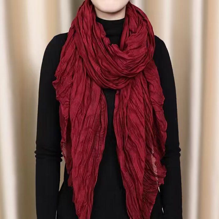 

Весенне-осенний женский шелковый шарф однотонный длинный шарф пляжный шарф хлопково-льняной тонкий шарф