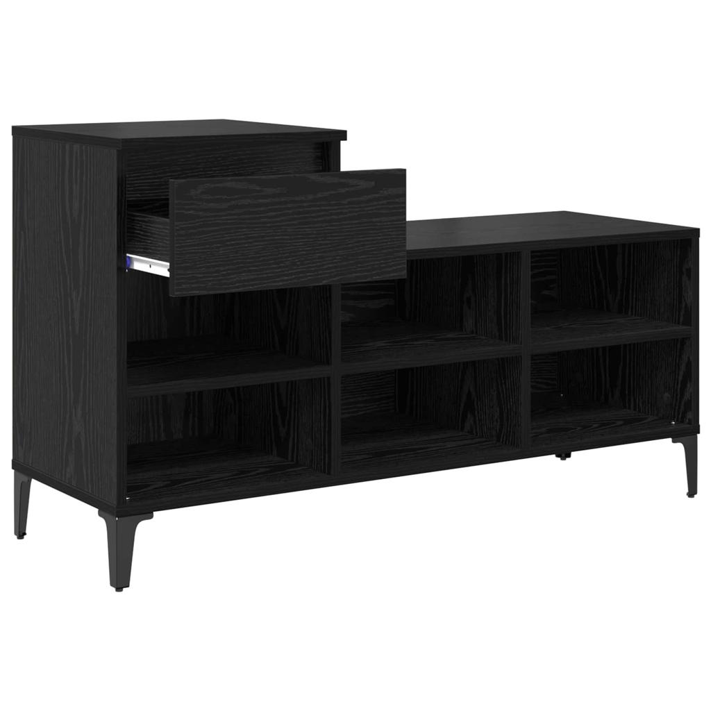 Shoe Cabinet with Shelf Black Oak Effect 102 x 36 x 60 cm