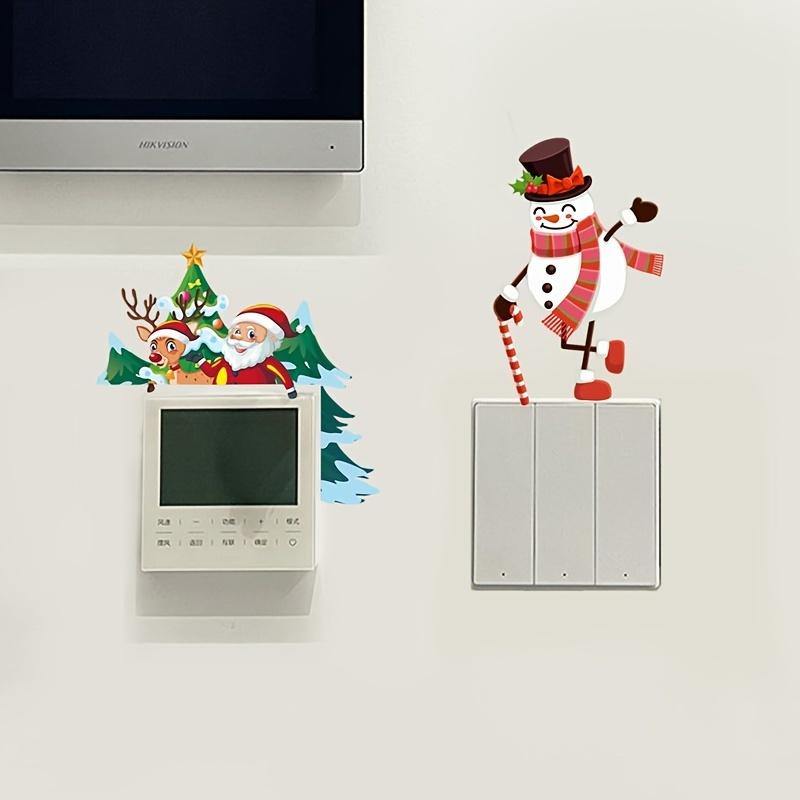 4pcs Cartoon Christmas Series Festival Switch Sticker DIY Wall Art Stickers Home Switch Frame Decoration Removable Self-adhesive