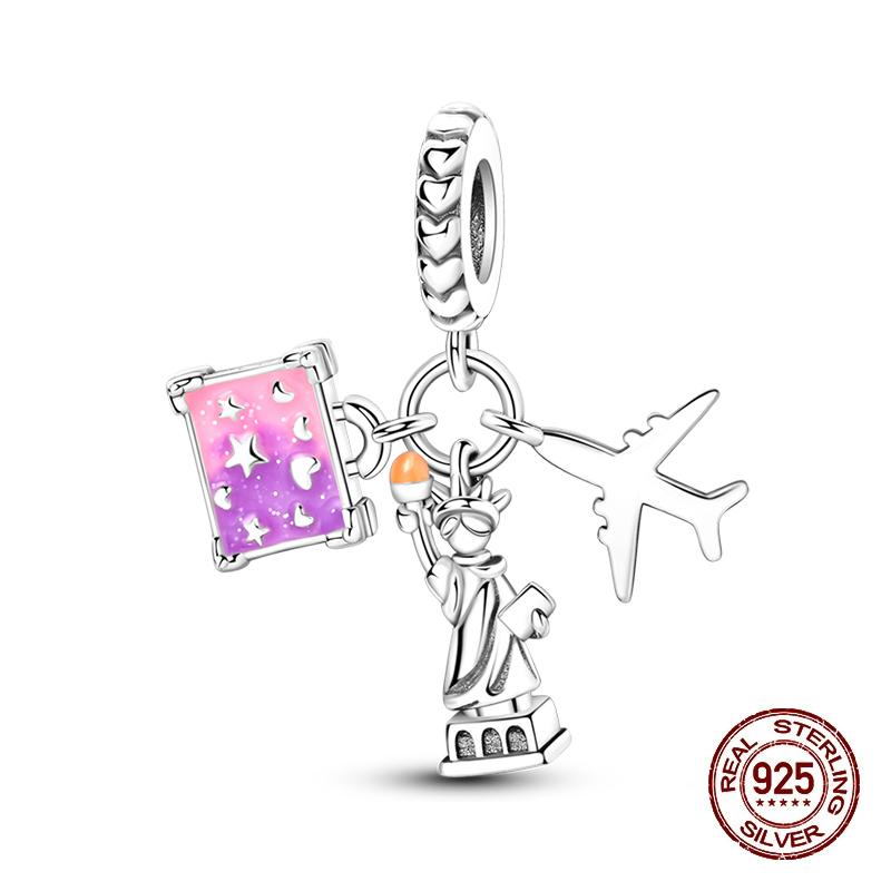 Klassischer Kupfer Eiffelturm Koffer Berühmte Sehenswürdigkeiten Charms Perlen Passend für 3mm Original Armbänder DIY Schmuck Geschenk