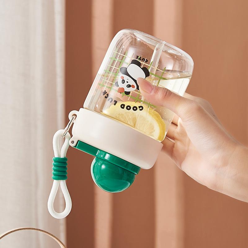 Cartoon water cup, children's drop-proof portable cup, men's and women's portable cups, student cute plastic cups with handles