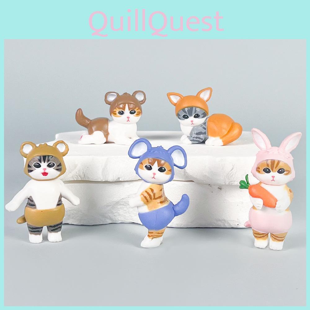 Cat Mofusand Cute Animal Costume Model Ornament Set For Decoration Desktop