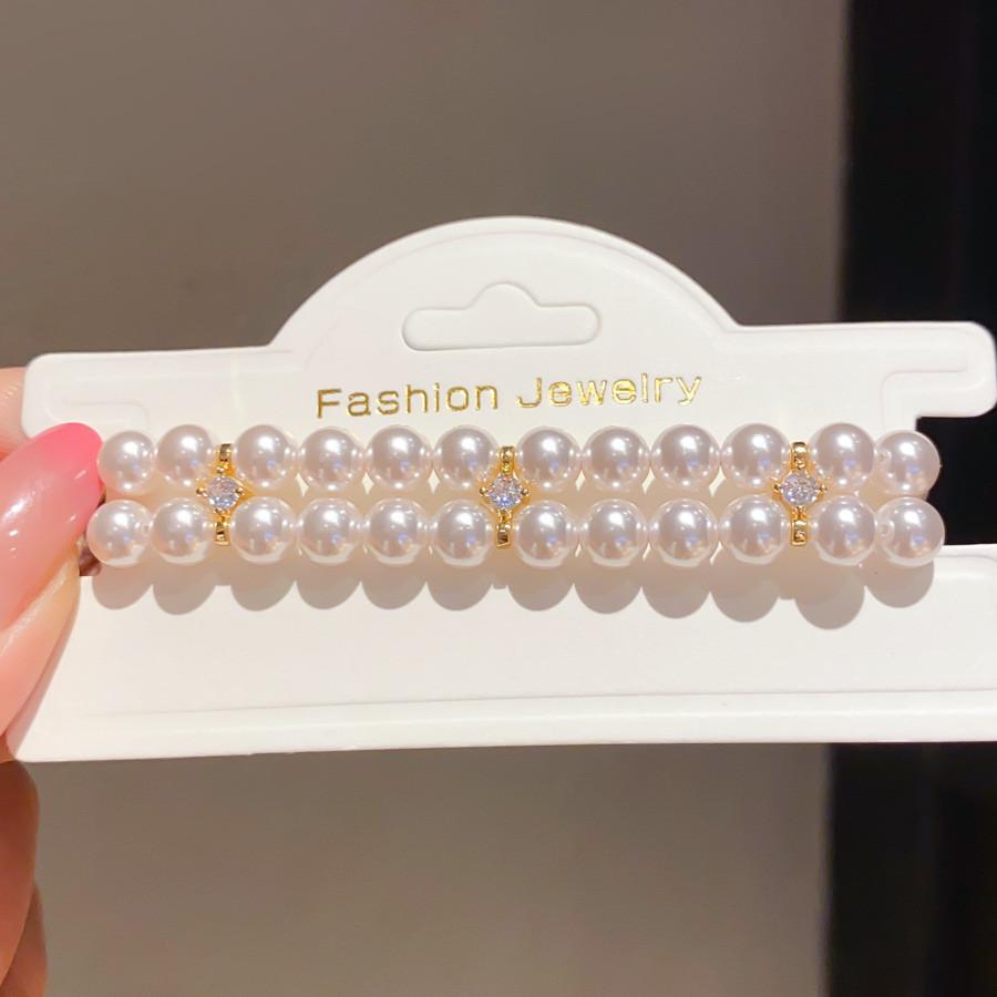 Modern Minimalist Geometric Jewelry Bracelet With Zircon Pearl And Rhinestone For Womens Fashion Accessory