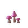 3Pcs/Set Miniatures Wooden Painting Mushroom Ornaments Crafts Kids Gift for Desk Decoration