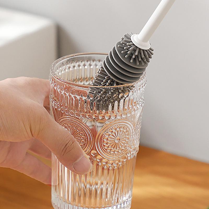 Biberon Fırçası 360 Derece Döndürme Uzun Saplı Silikon Fırça Biberon Bardağı Temizleme Aracı Emzik ve Aksesuar