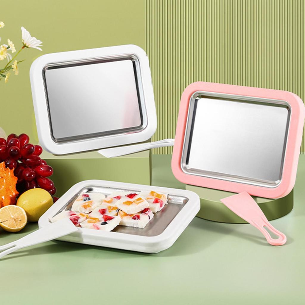 Gör-det-själv-kit för rullad glass med bricka och 2 spatlar för hemlagade yogurtrullar Rolig familjeaktivitet för kökssammankomster och helgdagar