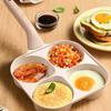 Frigideira Antiaderente para 4 Ovos Frigideira de Café da Manhã 4 em 1 com Cabo de Madeira Aquecimento Rápido Alumínio Frigideira para Omelete Panqueca Ovos Hambúrguer Bacon Frigideira
