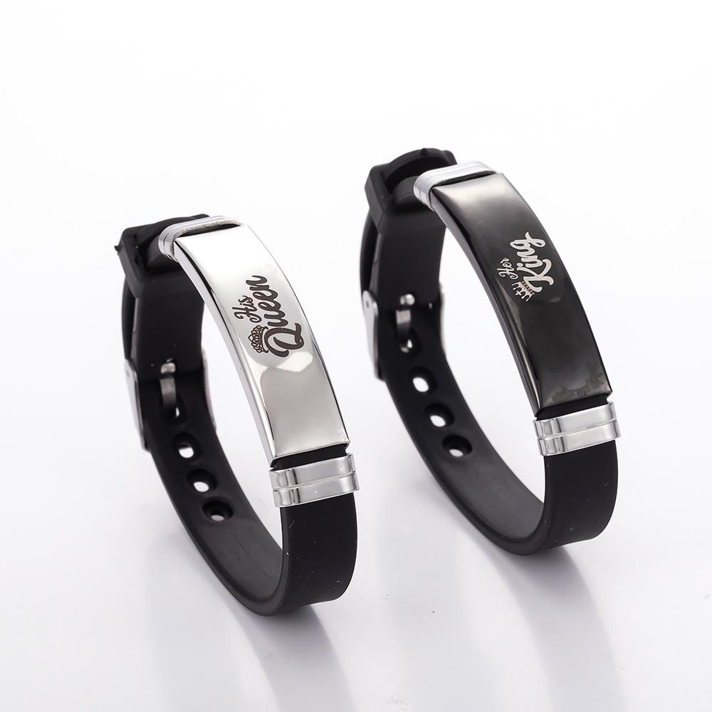 European & American Adjustable Silicone Crown Couple Bracelets - QUEEN & KING Design