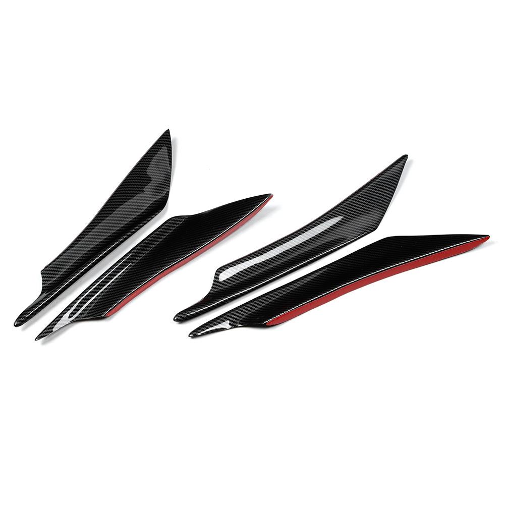 4PcsSet Universal Carbon Fiber Style Car Front Bumper Canards Splitter Fins Deflector