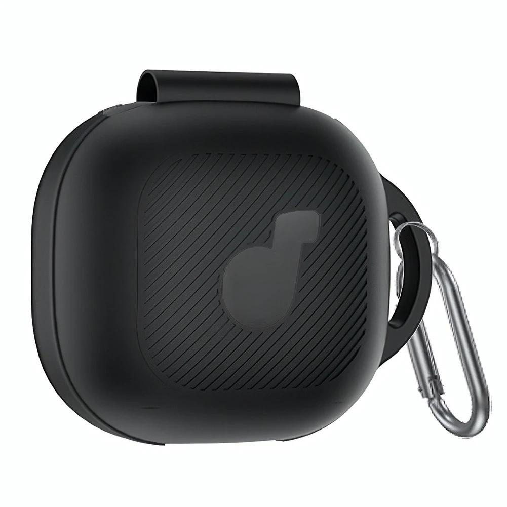 Silicone Case with Carabiner Full Body Protective Cover Shockproof Portable Cover for Anker Soundcore P40i Earbuds Charging Case чёрный