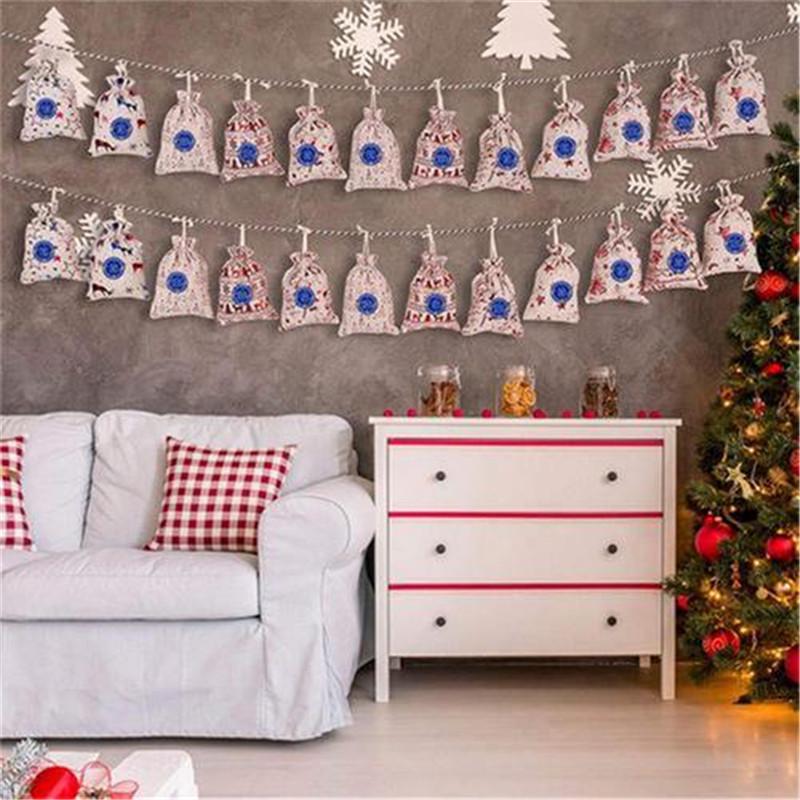 Christmas Drawstring Gift Bag Bag with Stickers Clips Ropes for Christmas Decoration 12 Colors