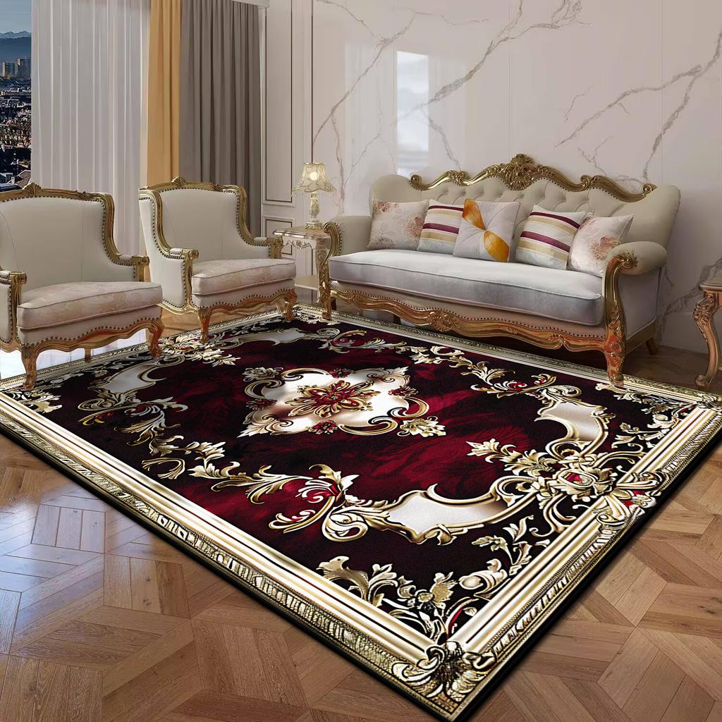 Retro European Style Bedroom Carpet Washable Room Decoration Aesthetic Light Luxury Lounge Rug Non-slip Coffee Tables Mat Room