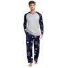 Men's Printed Round Neck Top Casual Comfortable Long-Sleeved Pants Pajama Set