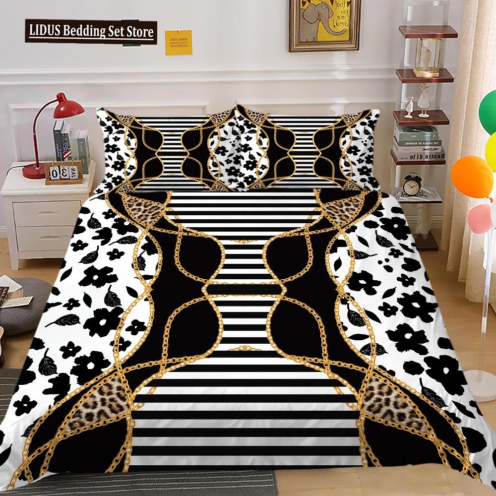 Dark Gold Duvet Cover Set Dull Gold Patterns 3D Luxury Printing Comforter Cover King Queen For Teens Adult Polyester Bedding Set