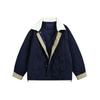Unisex Retro College Style Quilted Cotton Puffer Jacket With Turn-Down Collar Thick Warm Winter Short Coat Teens Adults