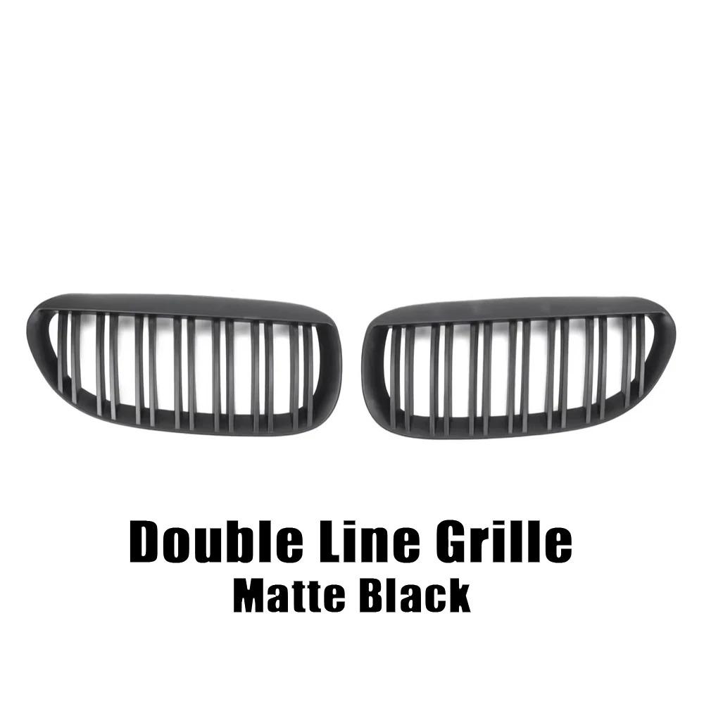Glossy Black Single Line Style Car Front Bumper Grilles For BMW 6 Series E63  2003-2010 Matte Racing Grill Accessories