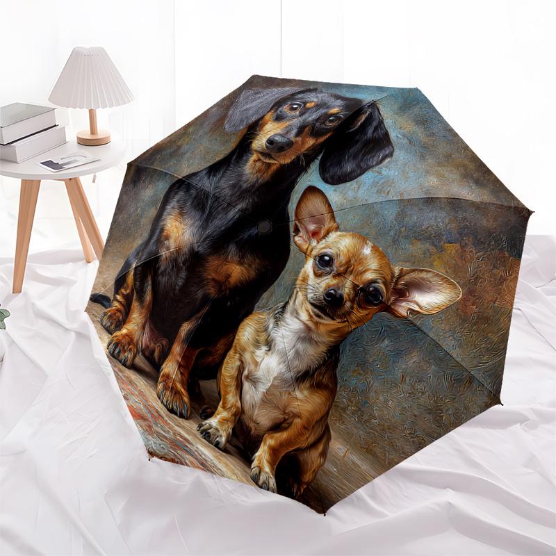 1 PC Automatic Folding Umbrella - Dogs Pattern, Portable & Foldable Design with 8 Ribs, Christmas Birthday Gifts