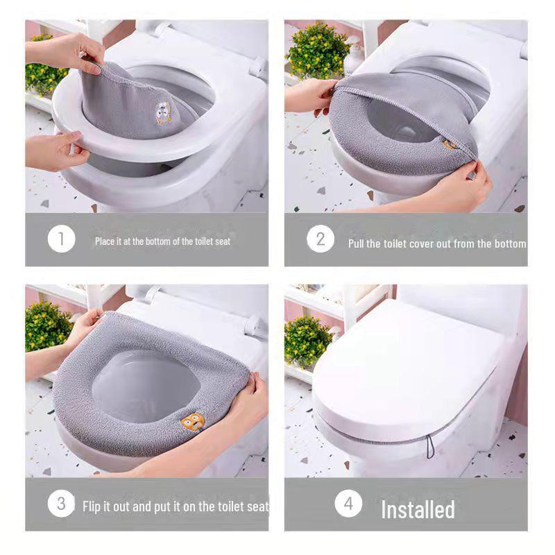 Thickened Winter Toilet Seat Cover with Handle - Universal Fit