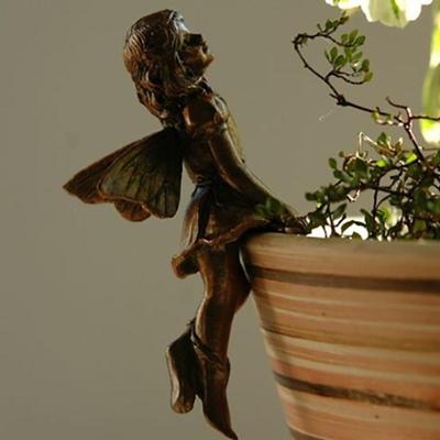 Feenmädchen-Hängebecher, Harzdekoration, Feen-Kombination, Blumenkorb, Kantendekoration, Gartentopf-Ornamente