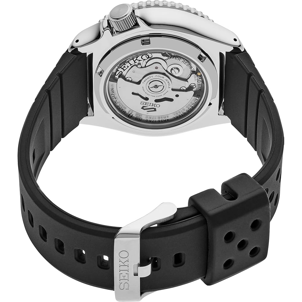 Seiko 5 Sports Automatic Men's Watch Stainless Steel Case Luminous Hands Black Orange