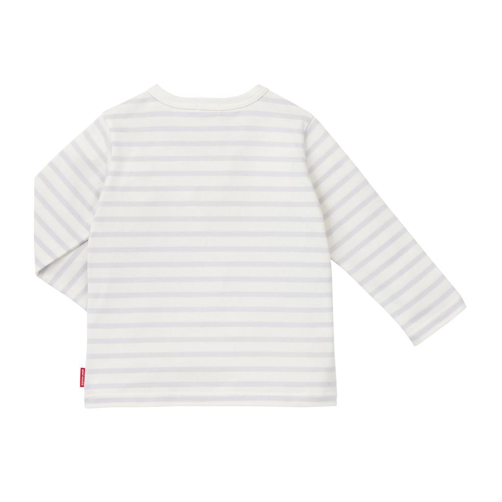 Mit Streifen und Logo für Jungen und für Babys und für Vorschule und Schule grau [Miki House] Web-exklusives langärmliges T-Shirt Mädchen, Kinder, Verwendung,
