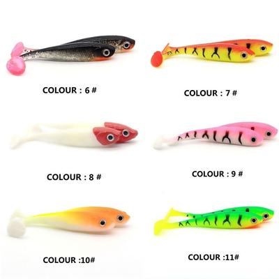 5PCS 7cm/2.1g T-tail Soft Bait Artificial Biomimetic Fish Bait Paddle Tail Swimbaits  Pike