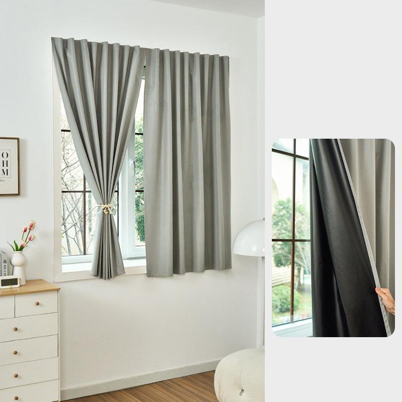 Easy Installation Window Curtain Summer Window Shading Cloth No Punching Rent House Sun Protection Self-adhesive Short Curtains